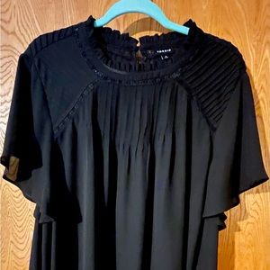 Black-georgette-pintuck-crochet-inset-blouse